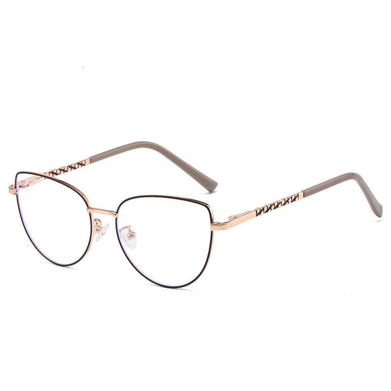 Fashion Metal Cat Eye Blue Light Blocking Can Be Paired with Prescription Optical Glasses, Trendy Non-Prescription Glasses for Men and Women