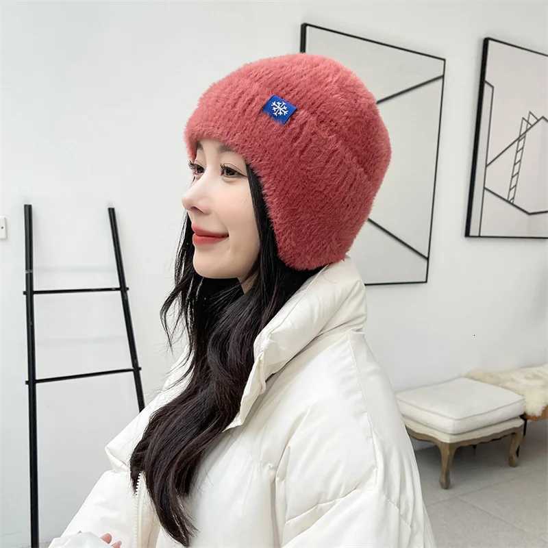 Winter Wen Earflap s Snowe knitted hats Ear protection hats Adt Ladies casual mohair beanie GorrosW251023