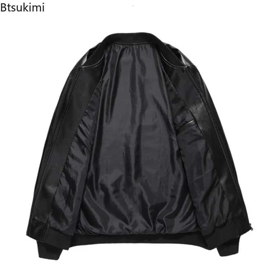 New Spring Autumn Mens PU Leather Jackets Fashion Baseball Collar Business Casual Coats Highend Mens Leather Bomber Jackets W251023