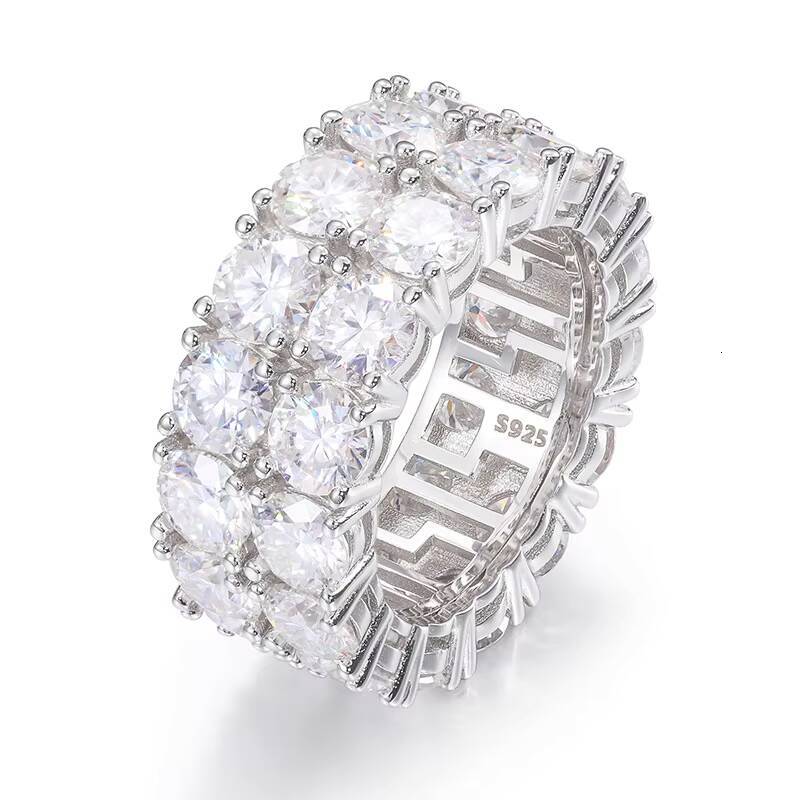 Custom OEM Moissanite Ring Men Hip Hop Jewelry 925 Sterling Silver Iced Out Eternity Band with GRA Certificate