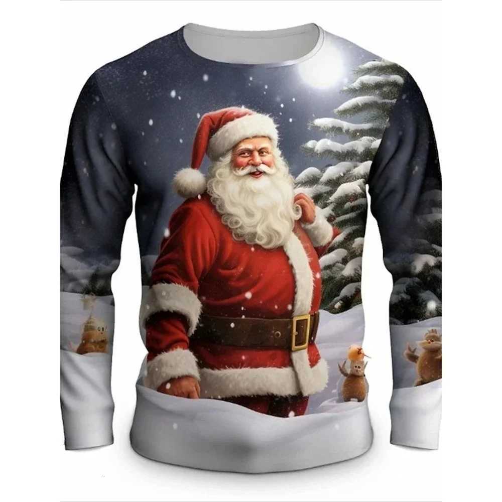 New Santa Claus printed Tshirt mens shirt top oversized Tshirt fun mens Tshirt holiday gift round neck clothes 6XLXJ251023