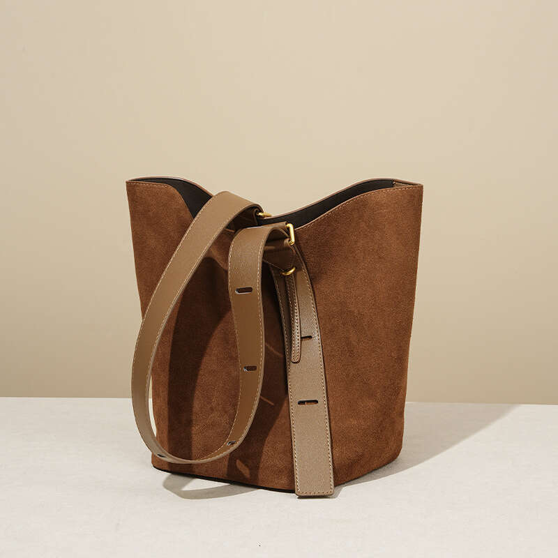 Luxury bag Autumn Winter Women Lazy Style Nubuck Leather Shoulder Crossbody Niche High end Large Capacity Suede Bucket Bag