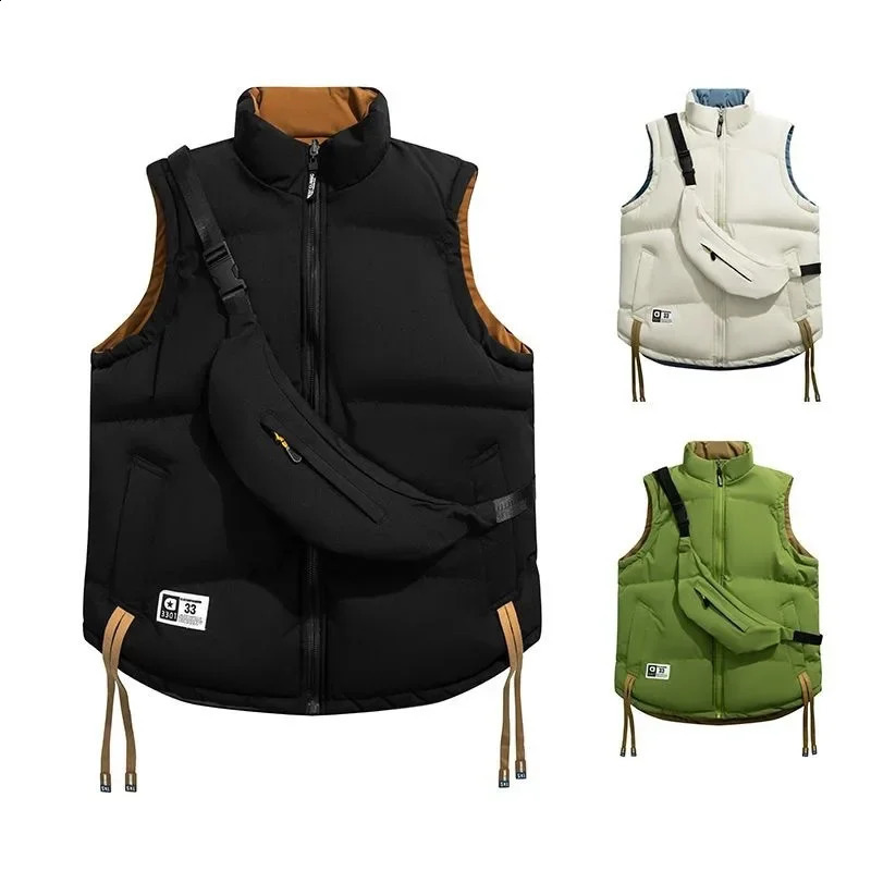 American Style Thickened DoubleSided Cotton Vest Unisex Autumn Winter Warm Shoulder Pad Sleeveless Jacket Male Outerwear 251023