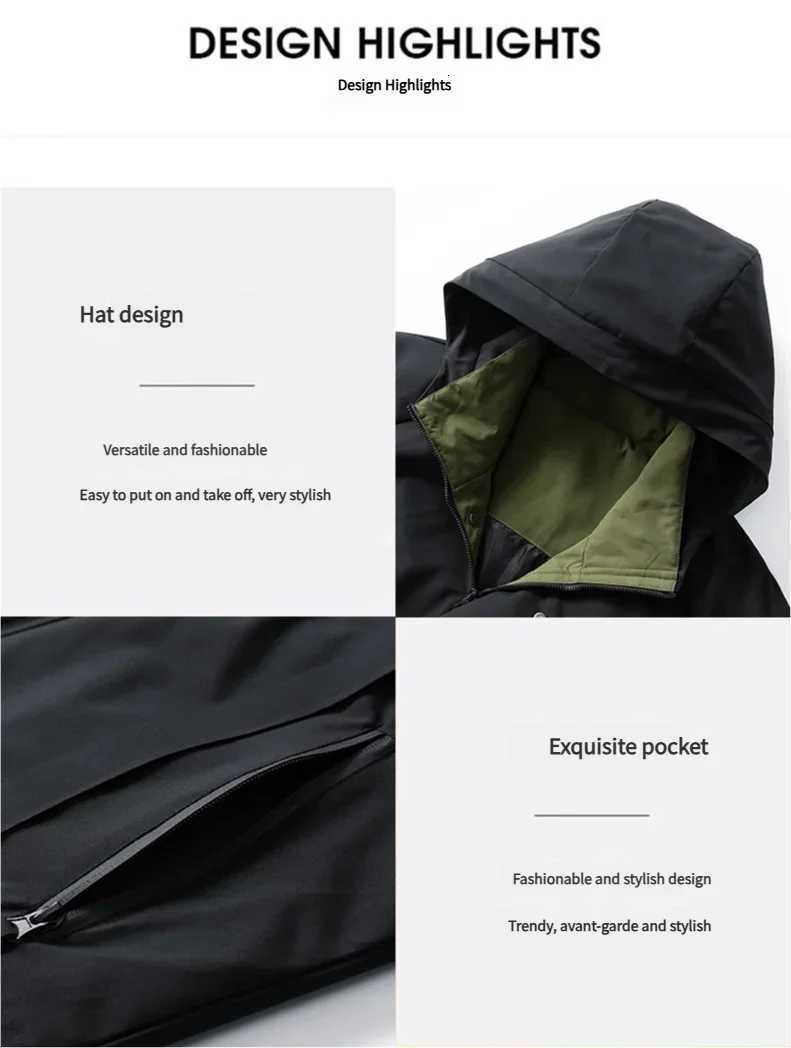 New Mens Three Antipunching Hiking Jacket Autumn Waterproof Jackets Men Autumn Fashion Hooded Workwear Coat Casual Versatile W251023