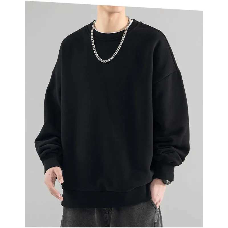 Sweatshirt 2025 new autumn and winter round neck top long sleeved Tshirt mens solid color versatile J251021