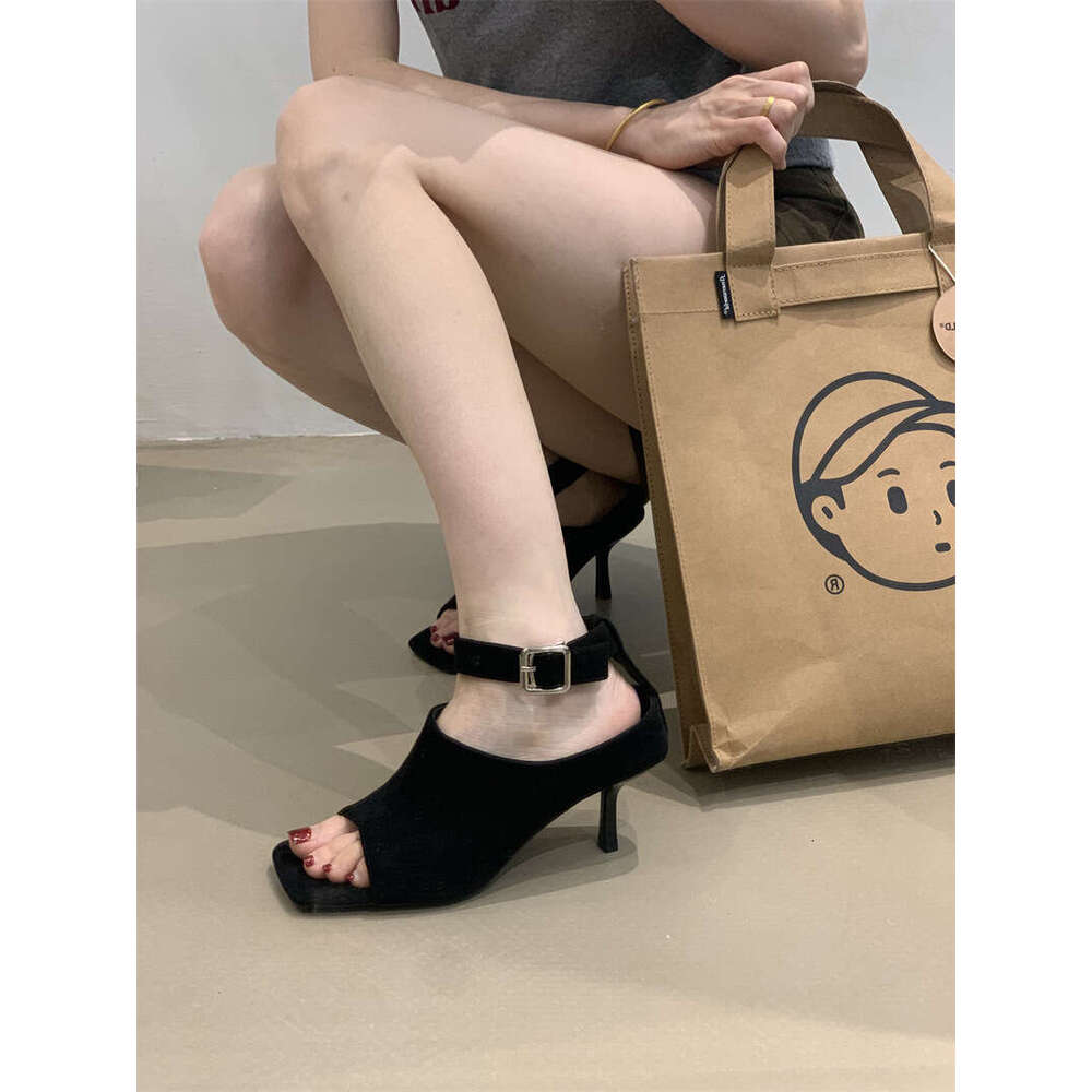 Open-Toe Stiletto Short Boots 2025 Summer New Women's French Elegant Fashionable Stylish Classic Fitted Luxe