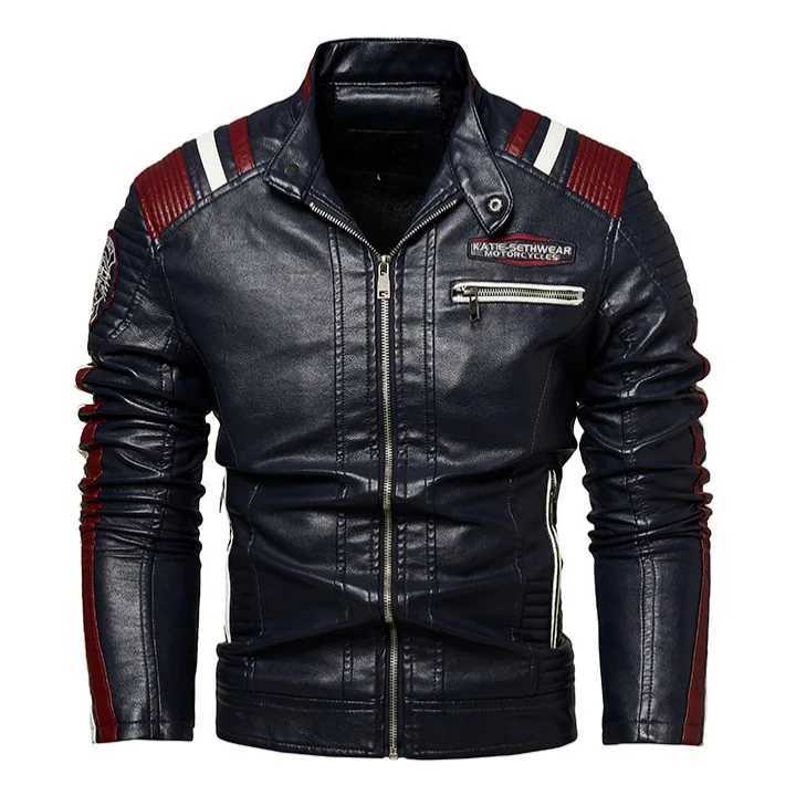 Winter New Fashion Best Seller Mens Solid Color Casual Trendy Thicken Simple Basic Plus Size Stand Collar PU Jackets Male Coats W251023