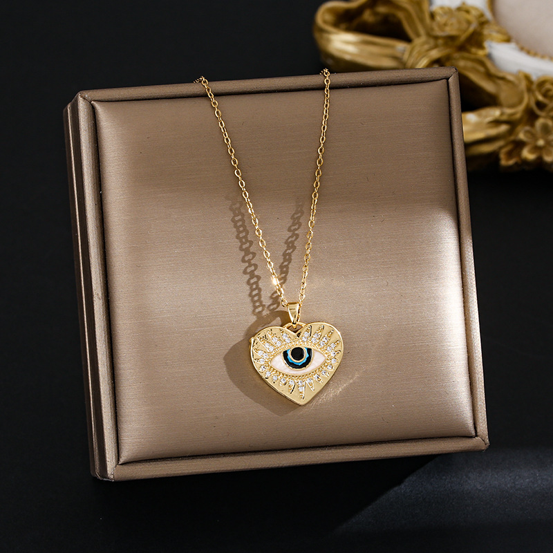 Gold necklace Personalized and trendy zircon round eye 18k gold devil's eye pendant, luxurious and high-end Halloween gift necklace for men