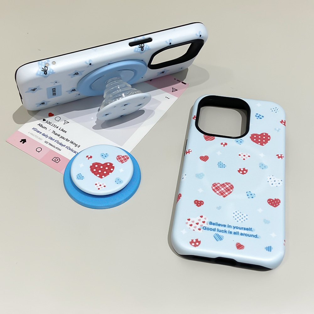 Ins Style Heart Bow Magnetic 2-in-1 Stand Compatible with iphone 16 Pro Phone 17 Protective Case 15