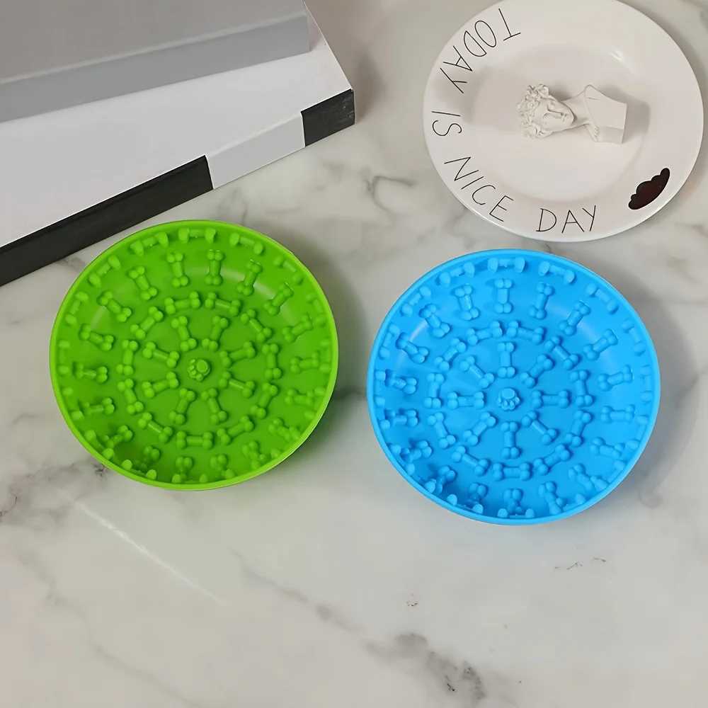 Slow Food Bowl Feeder Pet Bowl Tableware Antitip Pads Suction Cups Slow Food Basins Plates Massage Licking Dog Food Bowl Y251023