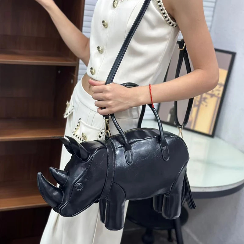 Creative Rhinoshaped Bag Fashion Animal Handbags Highquality Shoulder Crossbody Bags Solid Color Largecapacity Women Bags 251021