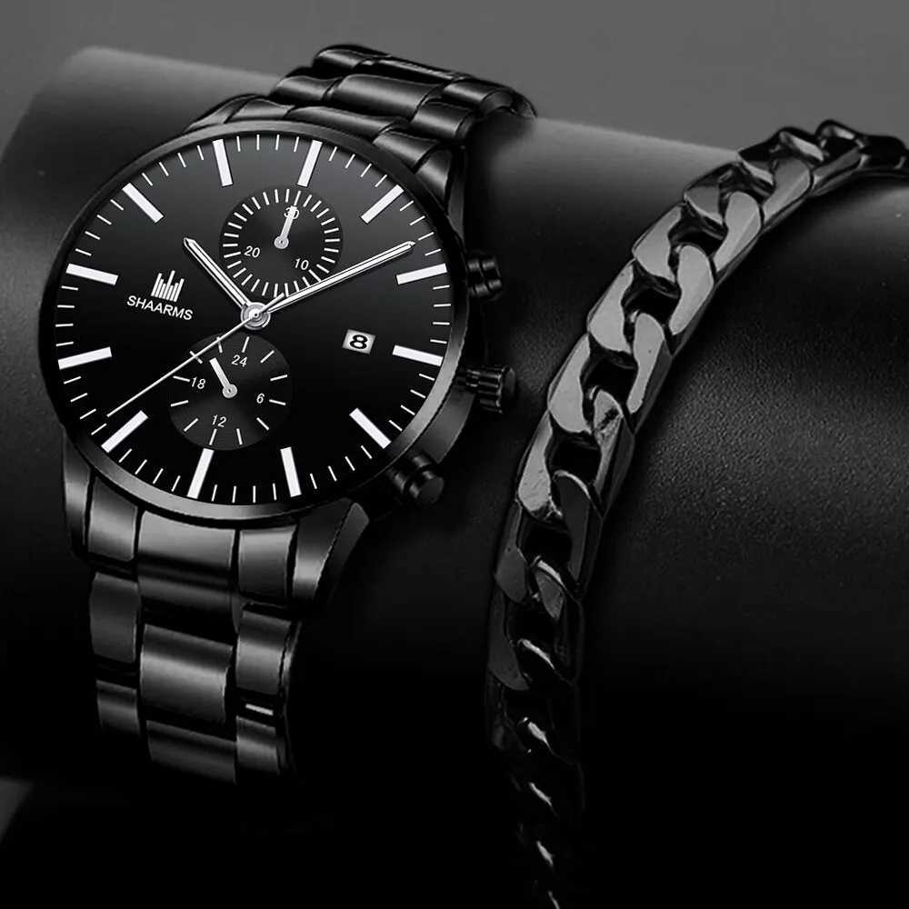 Mens Fashion Business Quartz Watch Fashion Fake Three Eye Six Pin Calendar Men Watch Stainless Steel Belt Men WatchesL251023