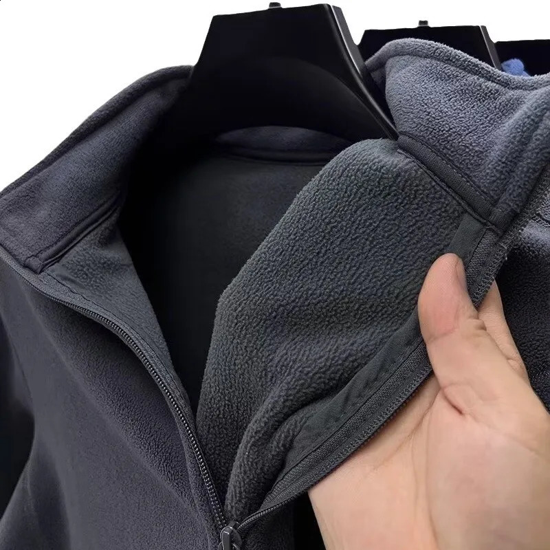Mens Fleece Pullover for Autumn and Winter Thickened Added Warmth Comfortable Casual Standup Collar Coat 251023