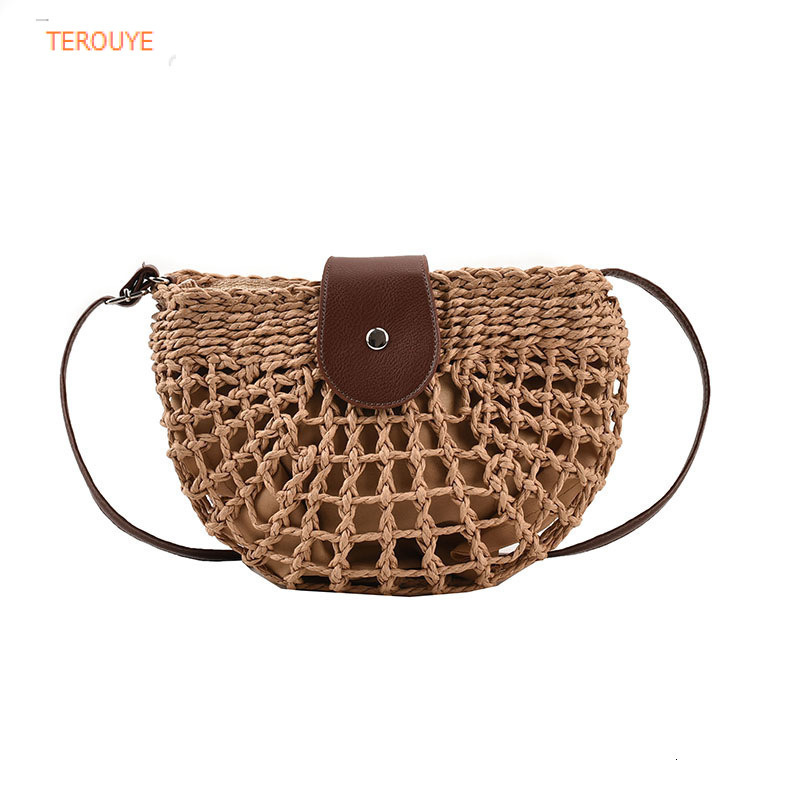 Korean style niche woven design handbag autumn and winter new fashion hollow semi-circular woven bag casual women's shoulder bag versatile design