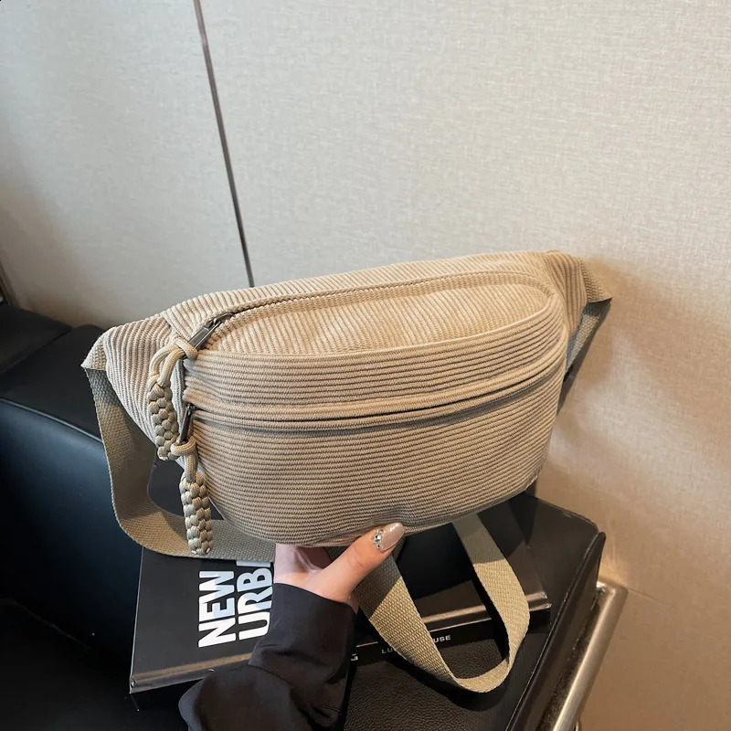 For Women Fashion Bag Hip Purse Shoulder Casual Corduroy Belt Bags Fanny Pack Female Banana Waist Crossbody Chest Pocket 251014