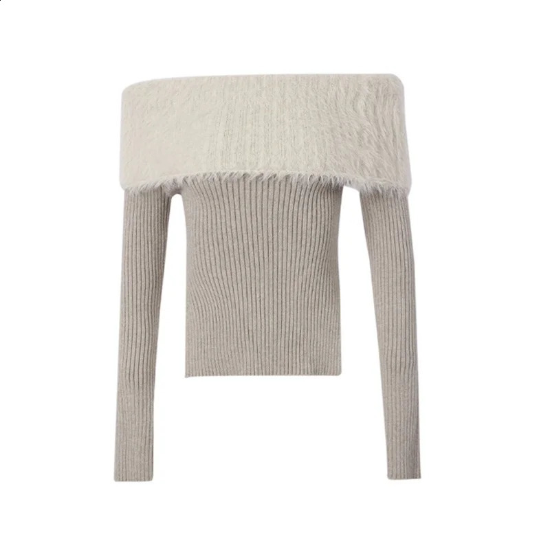 Offshoulder Tops Cherry Red Fuzzy Knit Side Slits Long Sleeve Off The Shoulder Sweater Autumn Winter Christmas Festival Outfit 251023