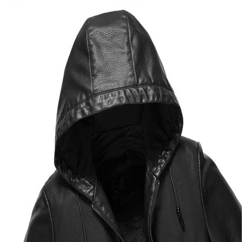2024 High Quality Hooded Leather Fashion Handsome Trend Solid Color Casual Dad Motorcycle Leather Jacket Upscale M4XL W251023
