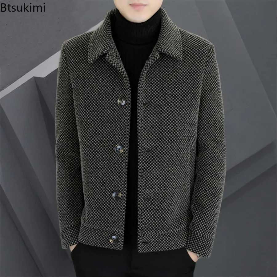 2025 Mens Casual Lapel Collar Coats Fashion Solid Thicken Warm Jackets Autumn Winter Singlebreasted Male Business Slim Outwear W251023