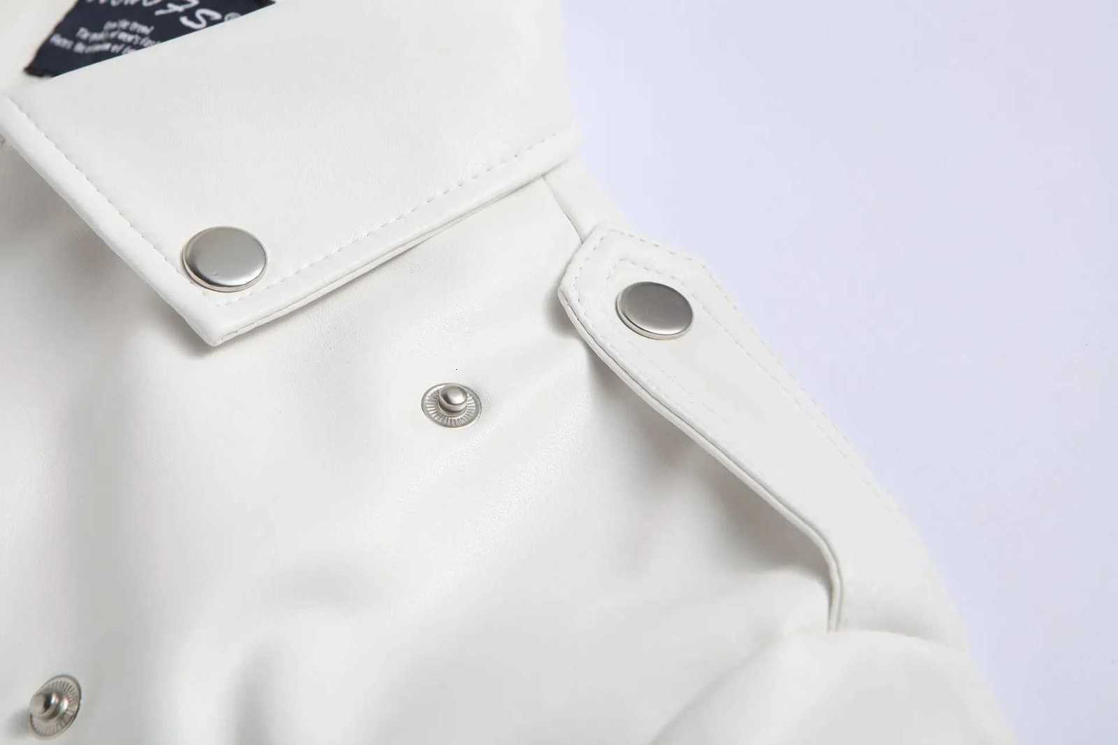 Casual Style Mens Biker Jacket Spring Autumn Slim Fit White Leather Coat Trendy Diagonal Zipper Korean Version Fake Leather W251023