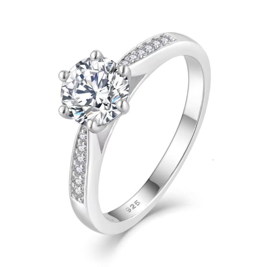 High Quality 925 Sterling Silver 1ct Moissanite Engagement Ring Rhodium Plated Weddings Anniversaries Moissanite Engagement Ring