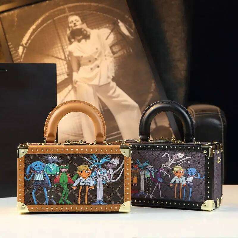 Cartoon Box Bags Women Handbags Evening Top Handle Satchel Rivets Crossbody Bag Small Hard Purse Shoulder