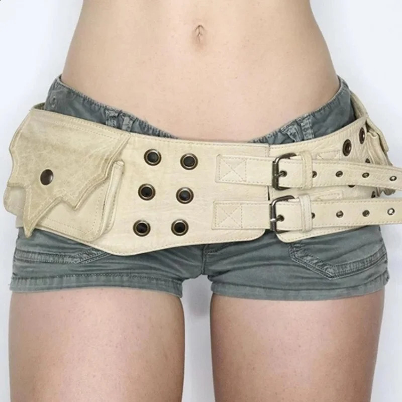 Belt Y2K Vintage Big Pockets Pu Leather Belt Y2K Safari Style Women Outdoor Fashion Skirts Jeans Trouser Decorative Waistband 251013