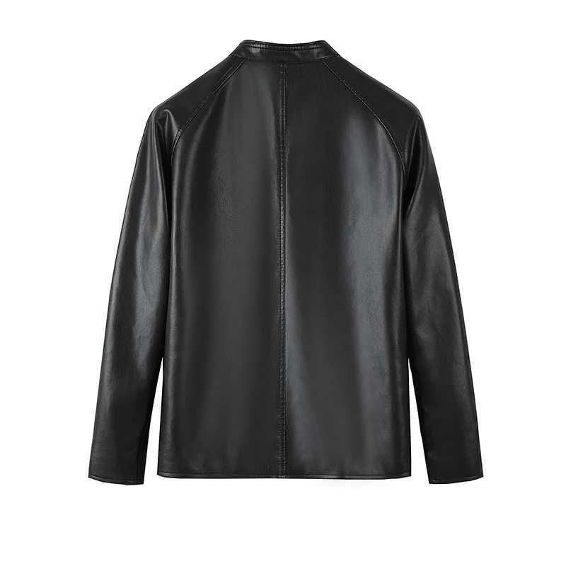 High Quality Outdoor Sports Leisure Leather Jacket For Autumn and Winter Soft Comfortable Fashionable Versatile Leather Jacket W251023
