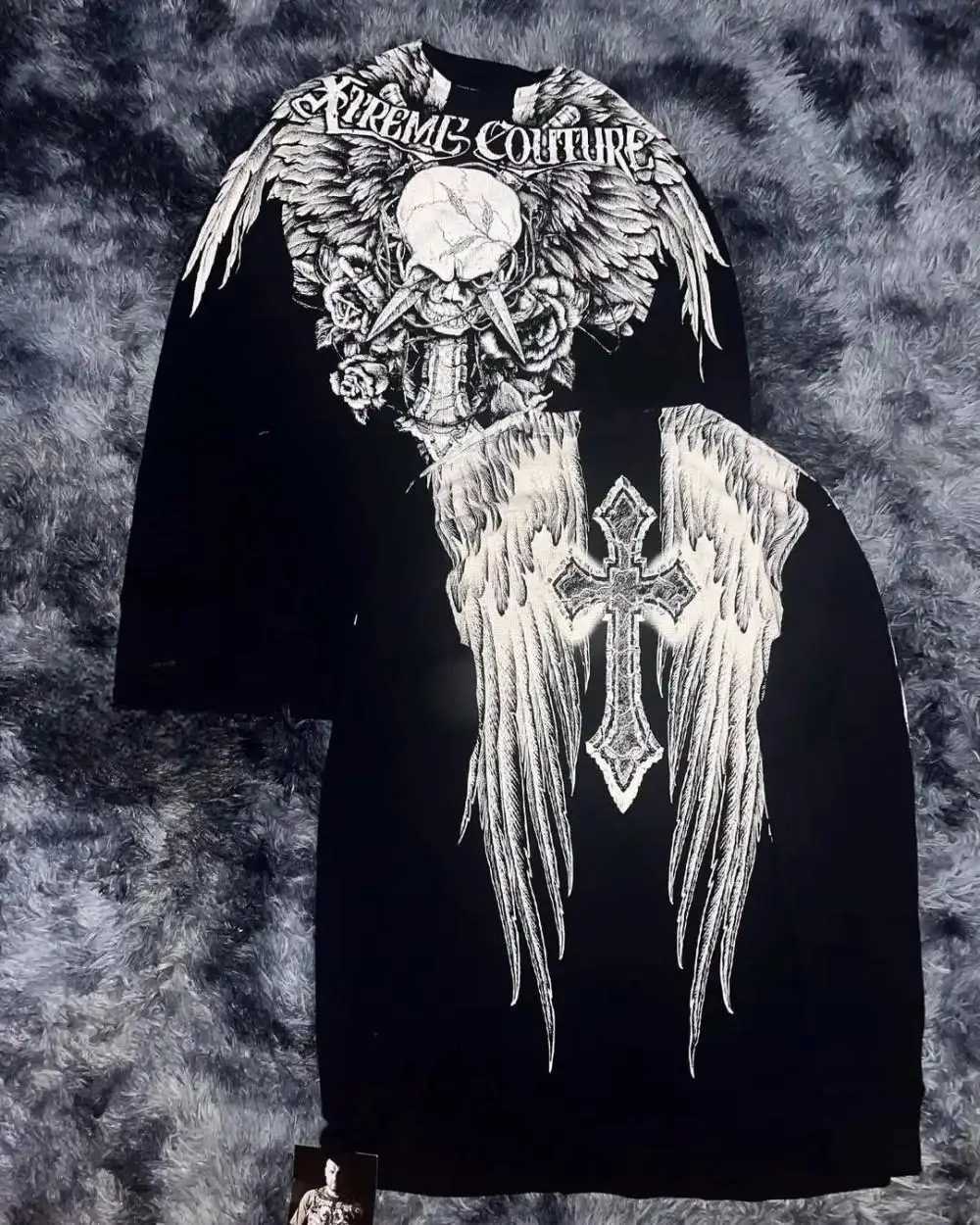 Fashionable mens autumn personalized skull letter print micro elastic comfortable long sleeved Tshirt outdoor street style topXJ251023
