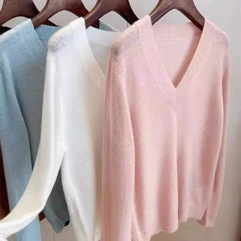 Korean Early Autumn Knitted Sweaters for Women Embroidered Loose Casual Letter Pullovers Harajuku Cashmere Knit Base Jumpers 251023