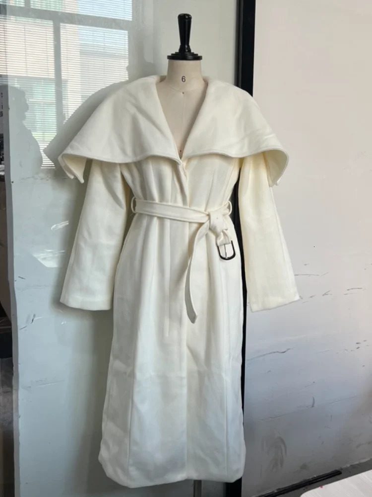 Stylish Elegant Woolen Coat Belted Highend Office Ladies Sophisticated Modest Trendy Long Jacket Womens Autumn Outerwear 251020