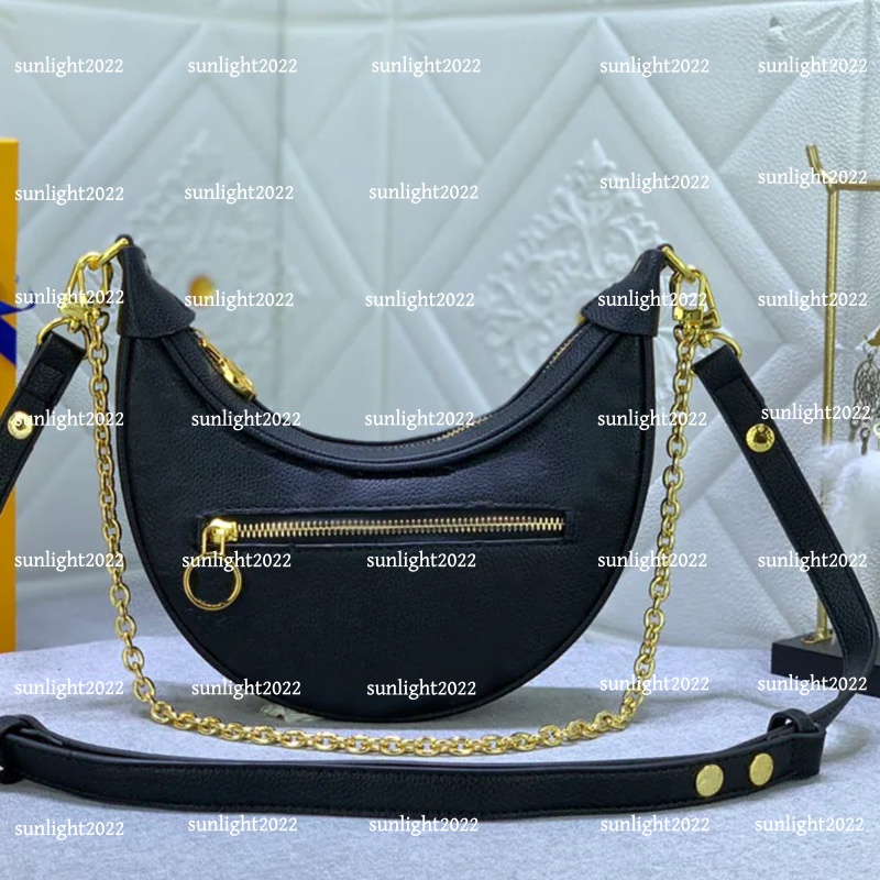 Women bags Gold Chain Handbag Designers Womens Coated Canvas Zipper Crossbody Shoulder Strap Bag Crescent bottom handbags purses Message Bags