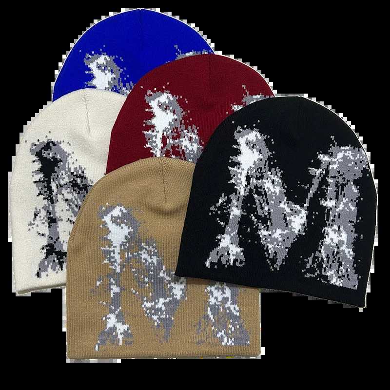 Y2K M Letter Knit Beanie Unisex Winter Skull Cap for Outdoor Street Hip Hop FashionXJ251023