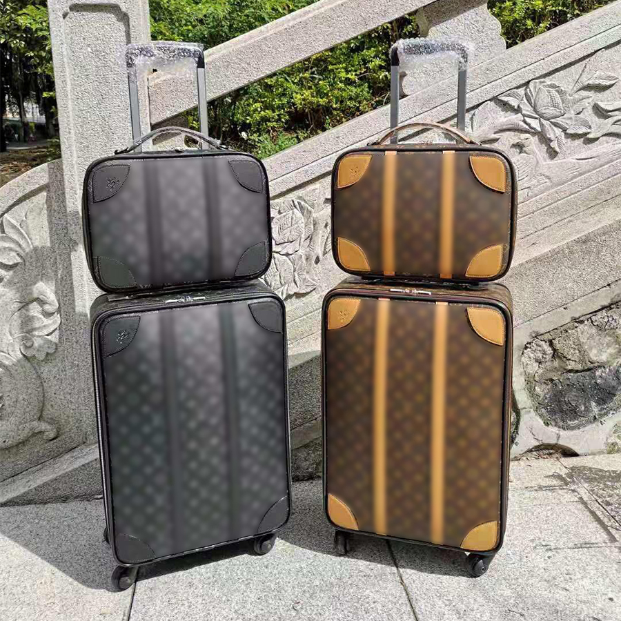 Genuine Leather Suitcases Designer Suitcase Luxury Luggage Flower Plaid Design Trolley Case Travel Bag Unisex Boarding Case with Zipper Carry On