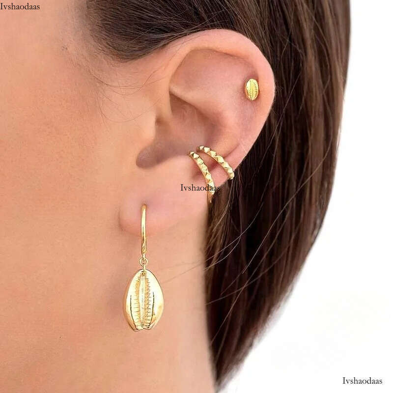 1PC Gold-Plated Sier Metal Punk Clip Earrings Europe and America Piercing Ear Cuff Female C-Shape Crystal Earring