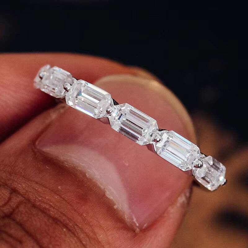 Half Setting 4x2mm baguette Cut DEF Moissanite Diamond Eternity Ring Band Fashion Jewelry Ring Women Jewelry