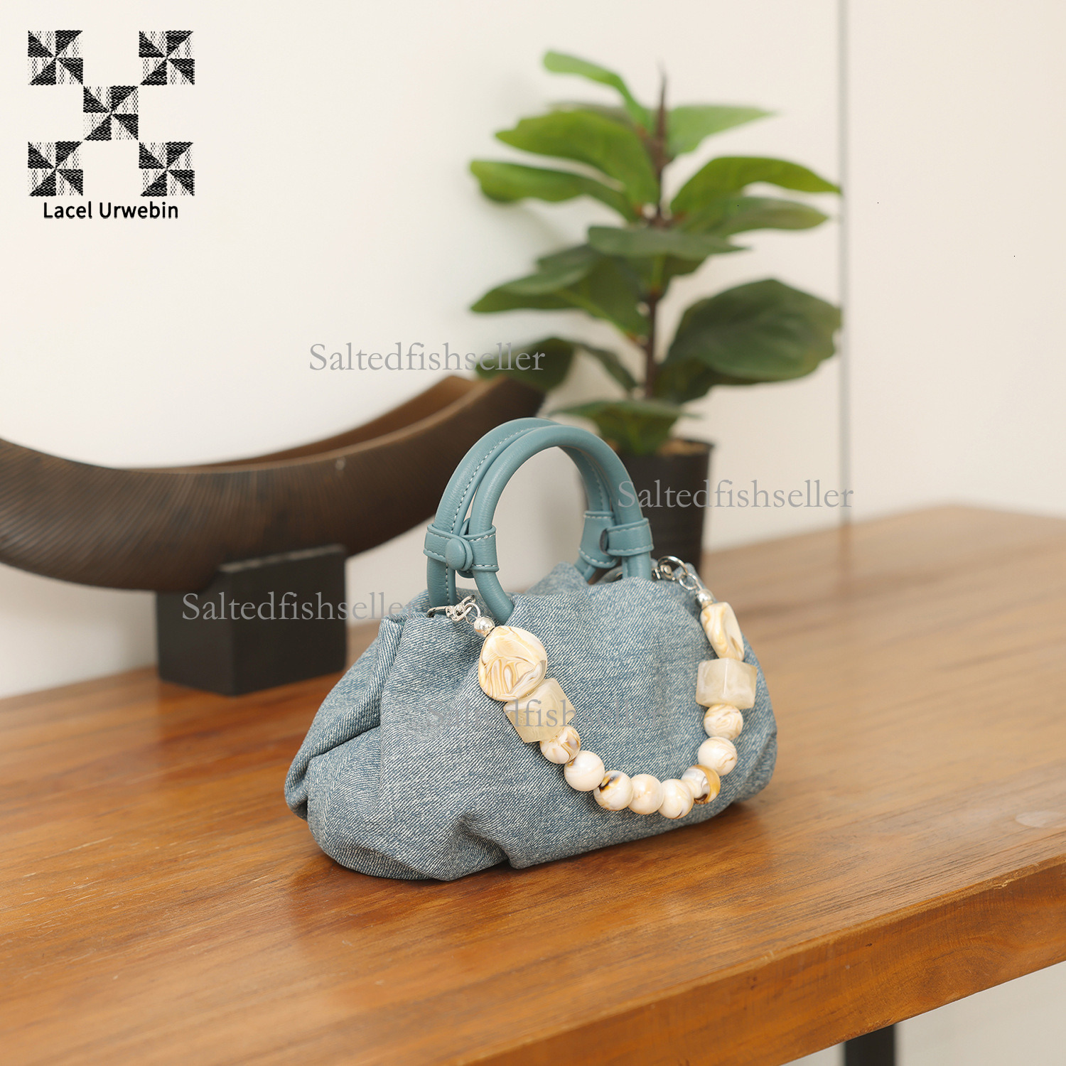 Lacel Urwebin Designer Luxury Women's Handbag Summer Fashion Cowboy Handbag Versatile Simple Beaded Single Shoulder Crossbody Bag Chinese Style M