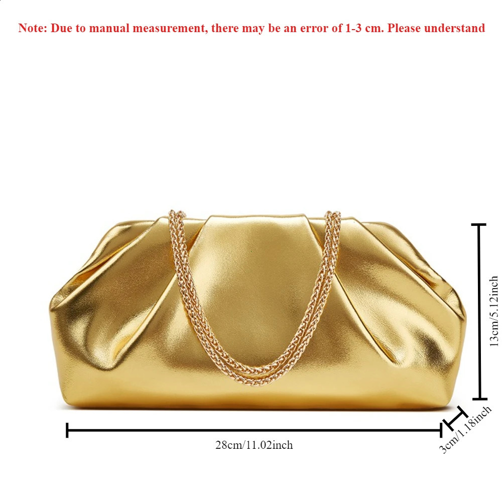 Folded Cloud Bag for Women Foreign Trade Style Trendy Silver HandbagVersatile Ins Chain Crossbody Bag Purses and Handbags251023