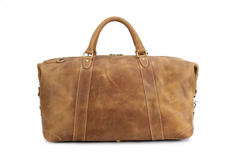 Vintage Crazy Horse Genuine Leather Mens Travel Bag Large Luggage bag Male duffle Overnight Tote Weekend Big M110 251014