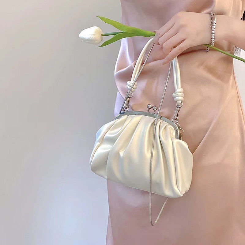 Luxury Brand Designer Bag Girl Cute Pleated Clip Bag Niche High-End Chain Bag 2024 New Summer Handbag Crossbody Dumpling Bag