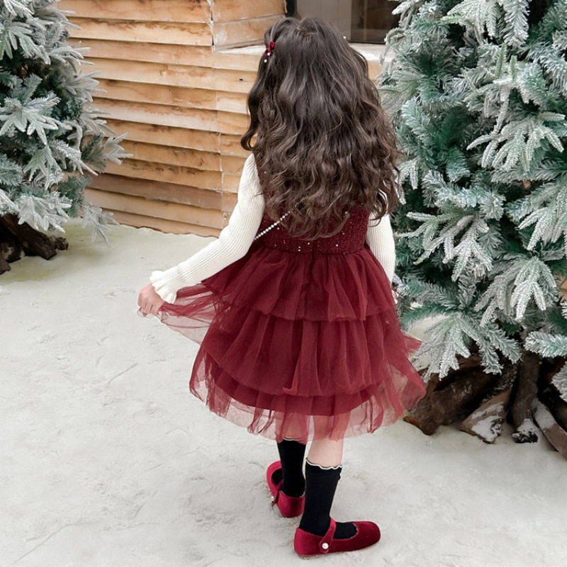 Children's designer autumn and winter fashion new girls' wool lined thick vest dress two-piece set winter set