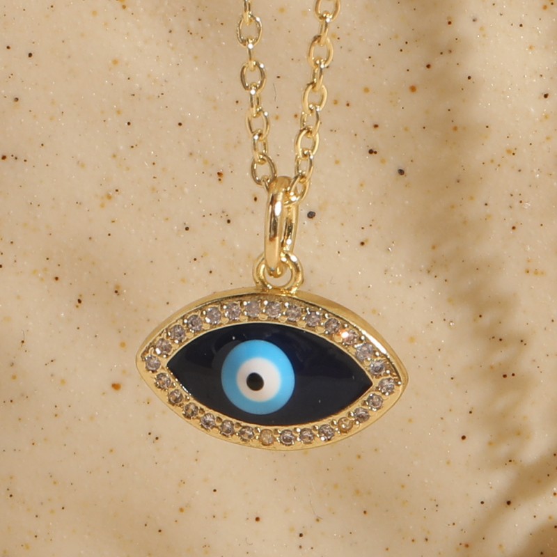 Gold necklace Personalized and trendy zircon round eye 18k gold devil's eye pendant, luxurious and high-end Halloween gift necklace for men