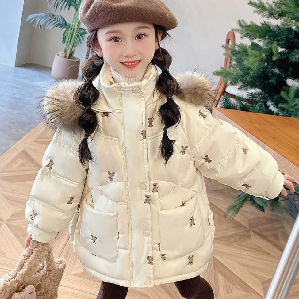 Girls Cotton Clothes 2025 Autumn and Winter New Childrens Clothes Girls Baby Fashion Big Hair Collar Thick Down Cotton Clothes Y251023