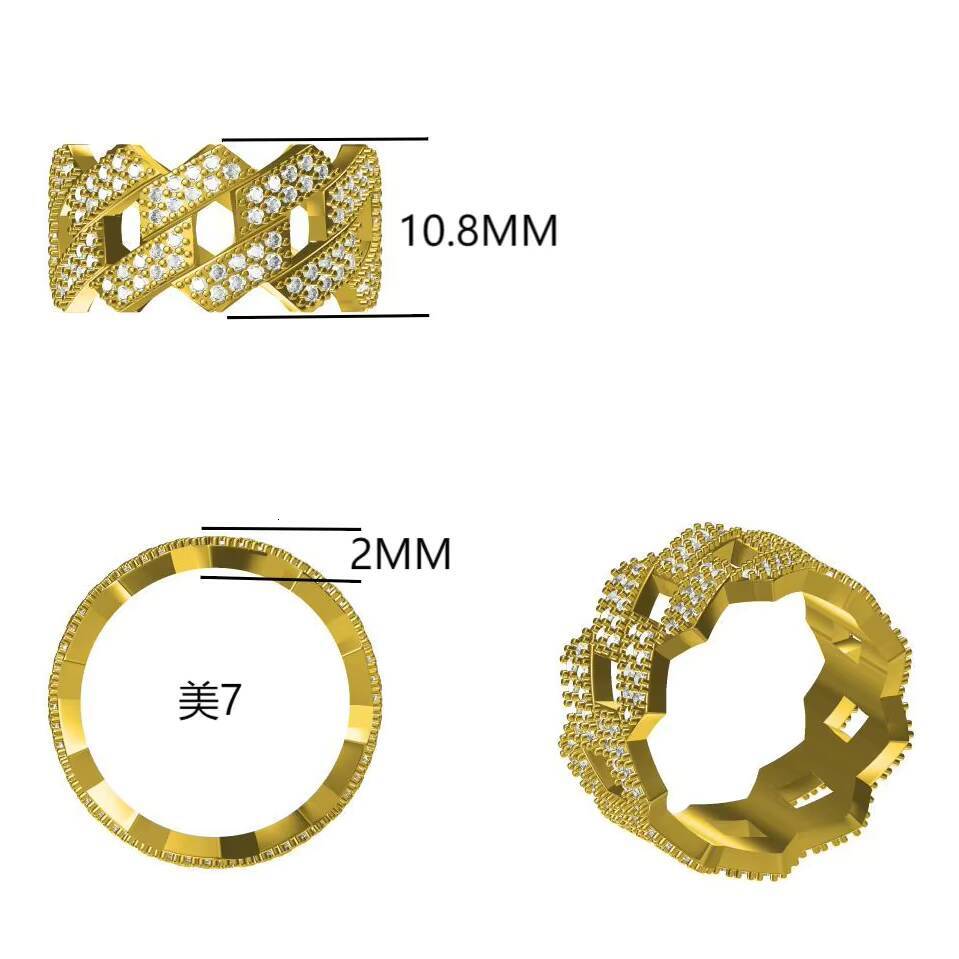 Mens 925 Silver Engagement Ring with Round Zircon and Moissanite Hiphop Cuban Style Cubic Zirconia Diamond Ring