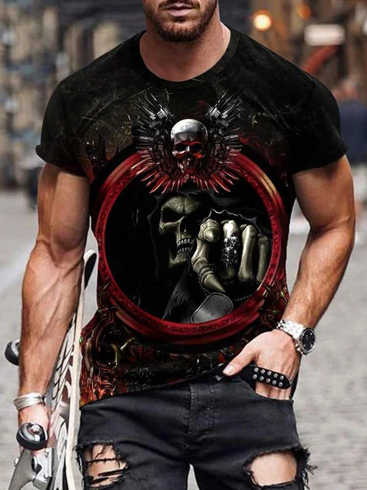 Halloween Street Mens Tshirt Skull Print Mens Tshirt Casual Shortsleeved Top Outdoor Sports Fashion Mens Tshirt ClothingXJ251023