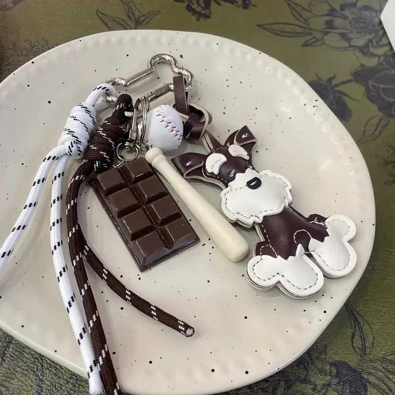 3D Cute PU Leather Dog Keychains For Women Bag Pendant Creative Car Hanging Ornaments Bag Accessory Key Chains Gift Z251023