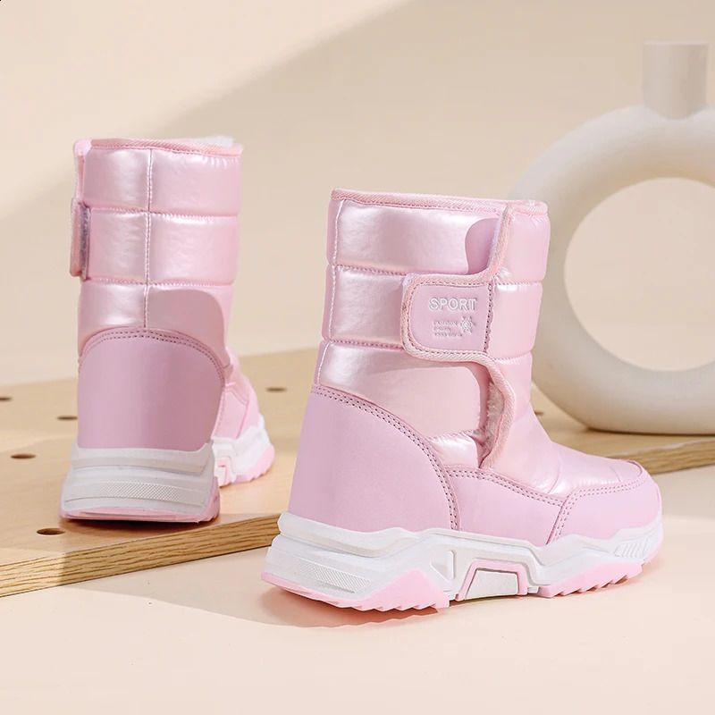 Kids Snow Boots Winter Hightop Warm Cotton Shoes for Children Boys Girls Warm Plush Lining Ankle Boots Antiskid Waterproof 251018CJ