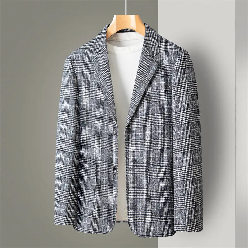 Business Dinner Gentleman Slim Group Dress Fashion Men British Style Man Plaid Blazer 251023