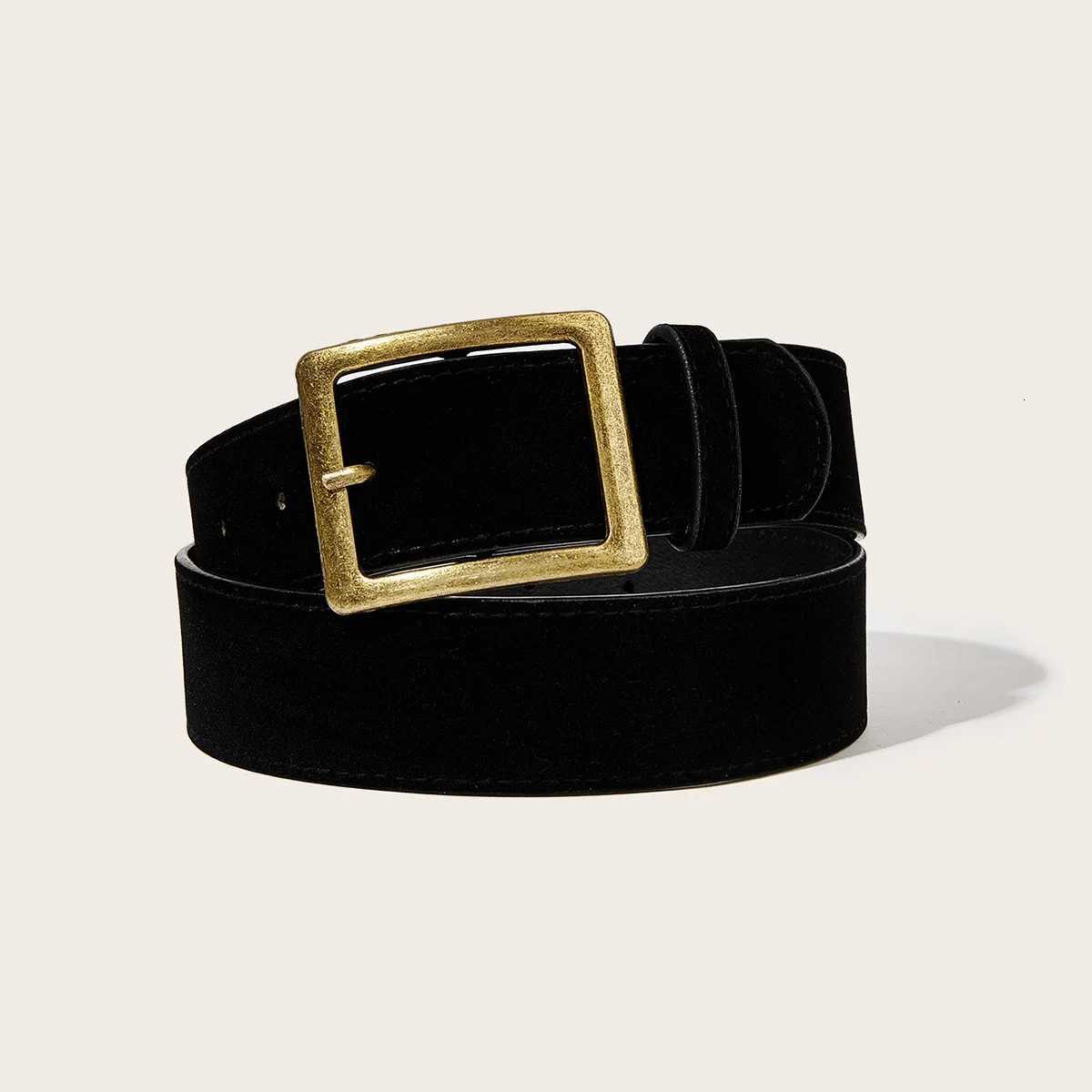 A unisex suede leather casual belt with a square buckle is suitable for daily wearXJ251023