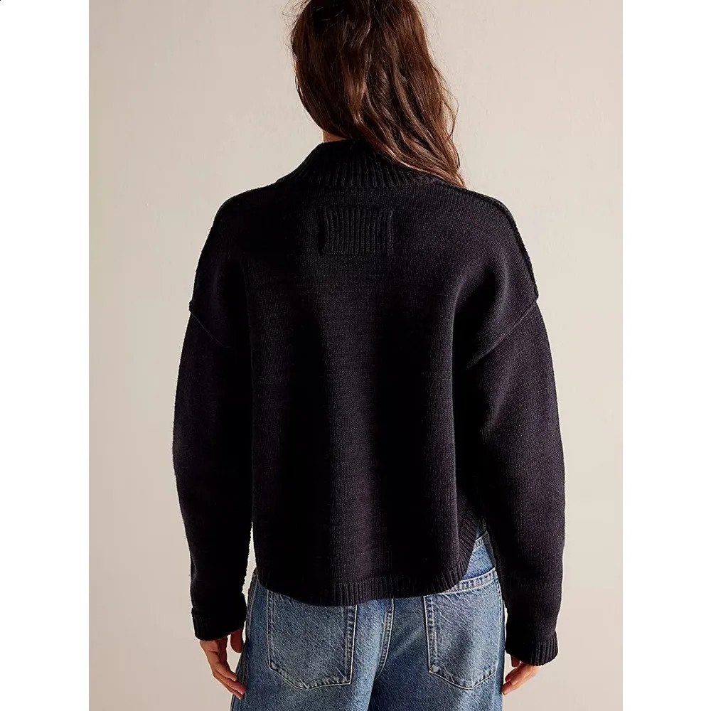 Women Cardigans Long Sleeve Button Up Knit Cardigan with Pockets Stand Collar Causal Fall Warm Sweater Solid Color Comfy Outwear 251022
