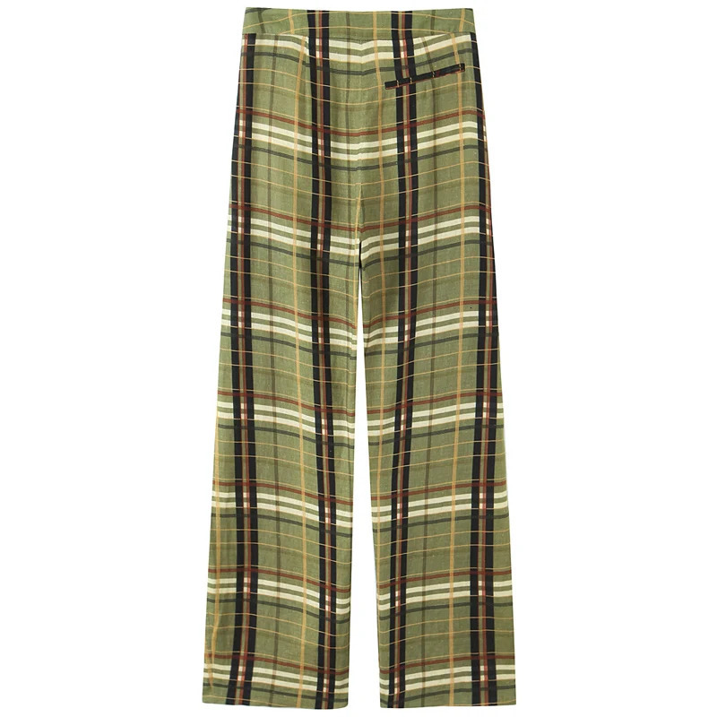 HXAO Plaid Baggy Pants Womens Pants Autumn Ladies Fashion Oversize High Waist Trousers Elegant Wide Leg Street Wear Pants 251016